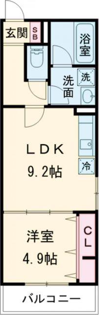 ツーブリッジ(1LDK/2階)の間取り写真