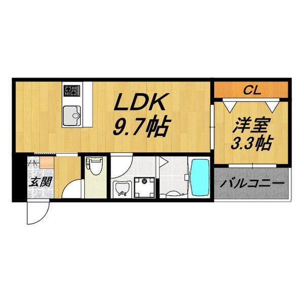 LE COCON豊橋II(1LDK/2階)の間取り写真