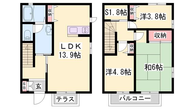 アザレア(3SLDK/1階)の間取り写真