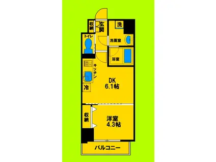 リッジガーデン江坂1(1DK/7階)の間取り写真