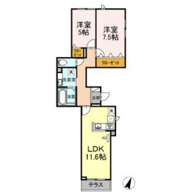 CASA和(2LDK/1階)の間取り写真