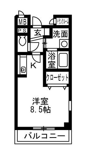 サンモールハイツA(1K/2階)の間取り写真