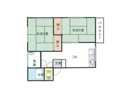 新保4サンライズコーポ(2DK/2階)の間取り写真