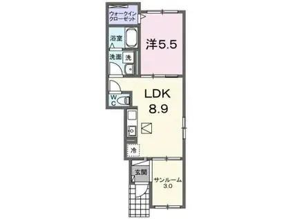 ウッドスプリング山根 B 1LDKHSW(1LDK/1階)の間取り写真