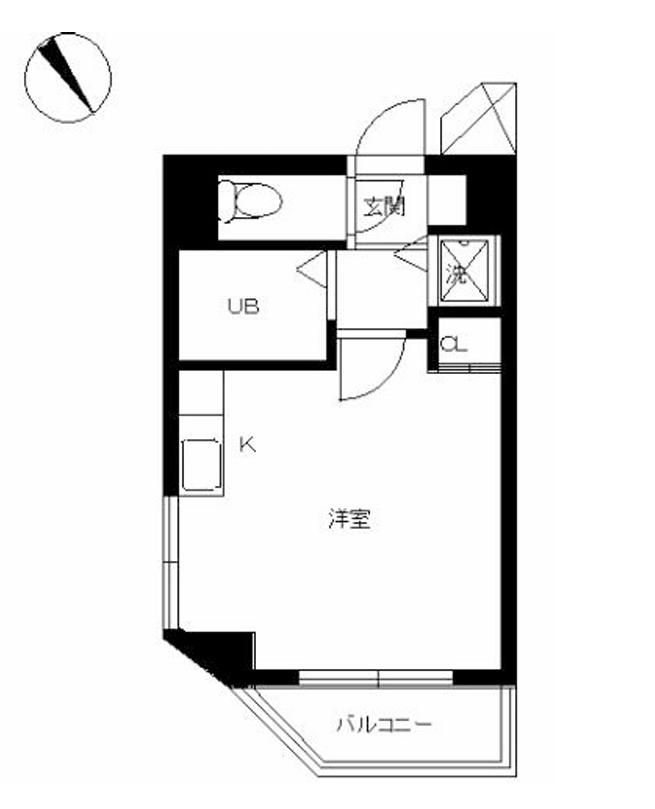 スカイコート市ヶ谷柳町(1K/6階)の間取り写真