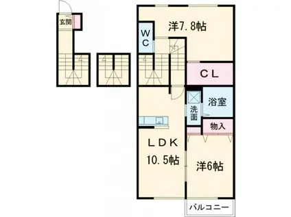 サニースクエア(2LDK/2階)の間取り写真