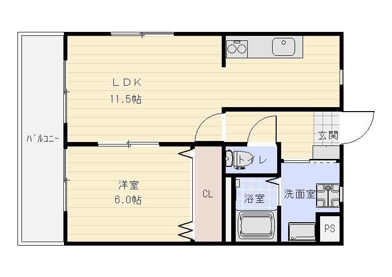 アスティオンII(1LDK/2階)の間取り写真