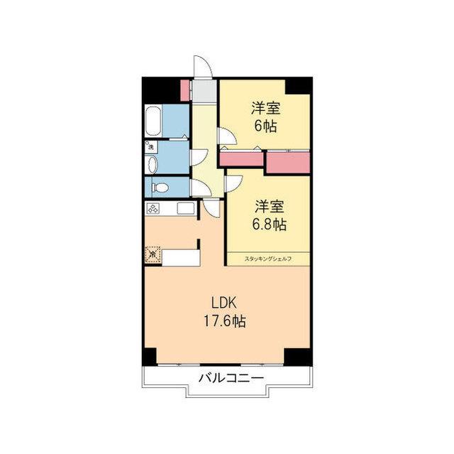 イーストサイドパレスT&T(2LDK/6階)の間取り写真