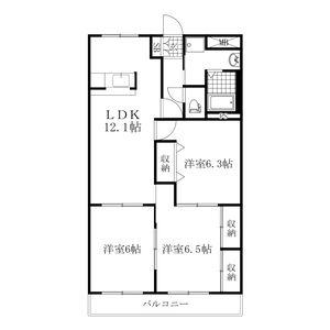 シャングリラ弐番館(3LDK/2階)の間取り写真