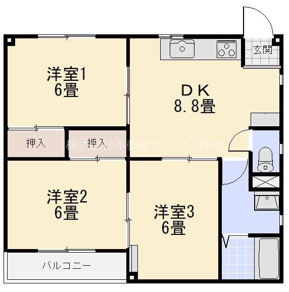 BLUE NOTE(3DK/3階)の間取り写真