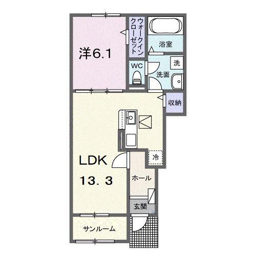 イルデュノール(1LDK/1階)の間取り写真