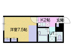 ＪＲ千歳線 恵み野駅 徒歩17分 2階建 築17年(1K/2階)の間取り写真