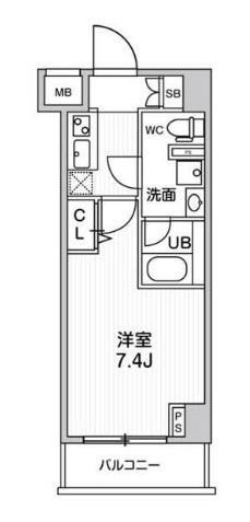 ジェノヴィア阪東橋スカイガーデン(1K/6階)の間取り写真