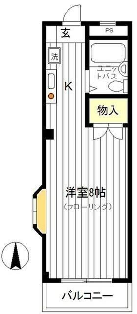 ビューパレス神明(ワンルーム/2階)の間取り写真