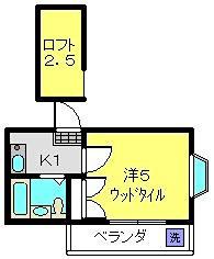 カーサ重松(1K/2階)の間取り写真