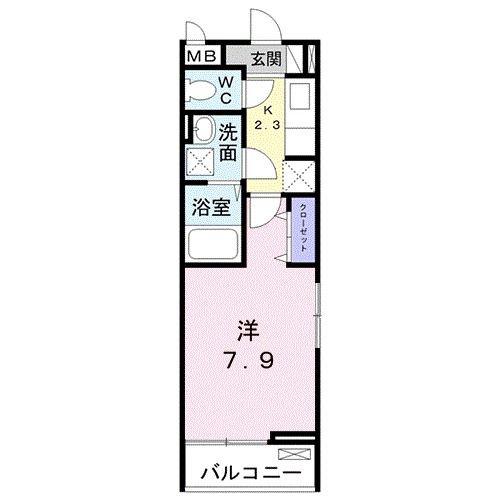 パルフェット島田本町(1K/2階)の間取り写真