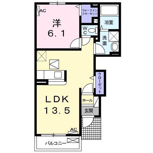 サリチェII(1LDK/1階)の間取り写真