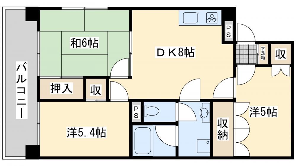 プレアール足立(3DK/3階)の間取り写真