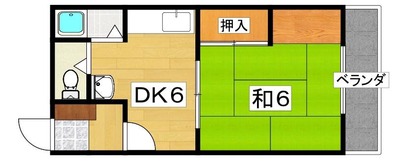 日之出荘苑(1K/1階)の間取り写真
