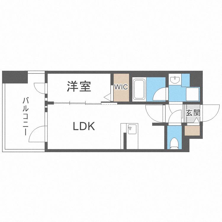 グランフォーレ千早マークスクエアイーストウイング(1LDK/8階)の間取り写真