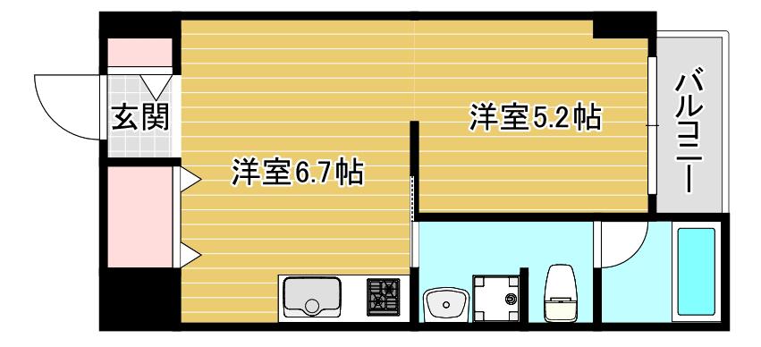 ゼウスニューヨーク5番街(1DK/9階)の間取り写真