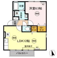 ボヌールY(1LDK/2階)の間取り写真