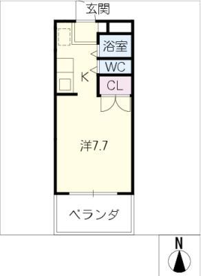 OAK・1(ワンルーム/1階)の間取り写真
