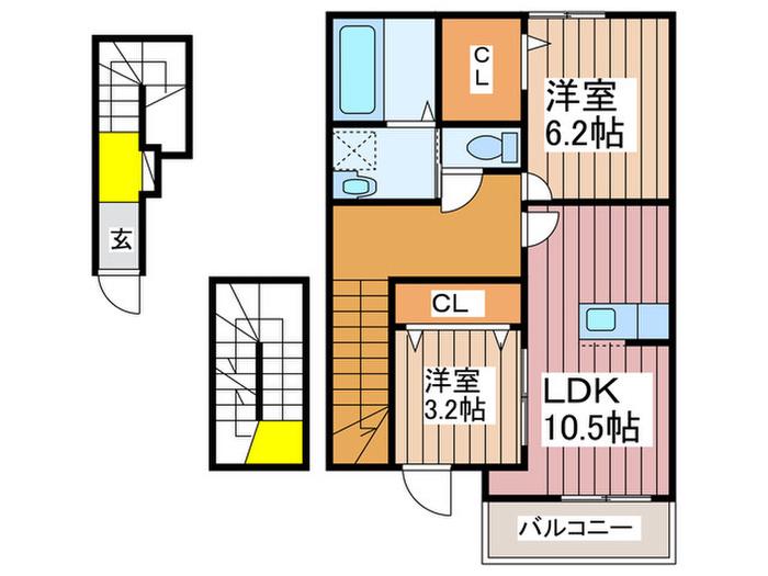 BRISE(2LDK/3階)の間取り写真