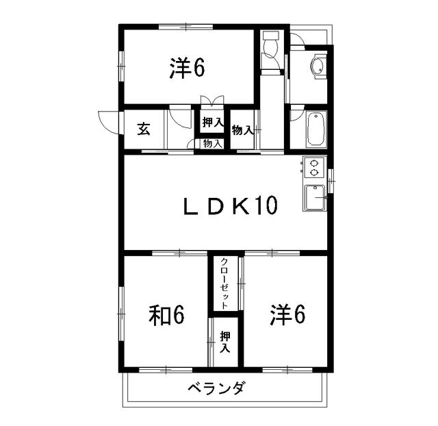 ハイツかおる(3LDK/3階)の間取り写真