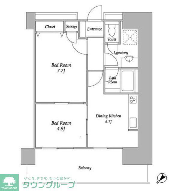 プラザタワー勝どき(2DK/27階)の間取り写真