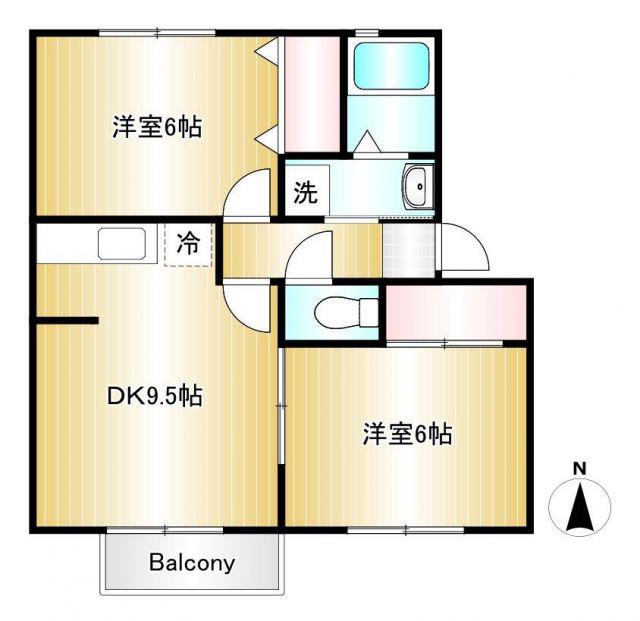セジュールKS-II(2DK/2階)の間取り写真