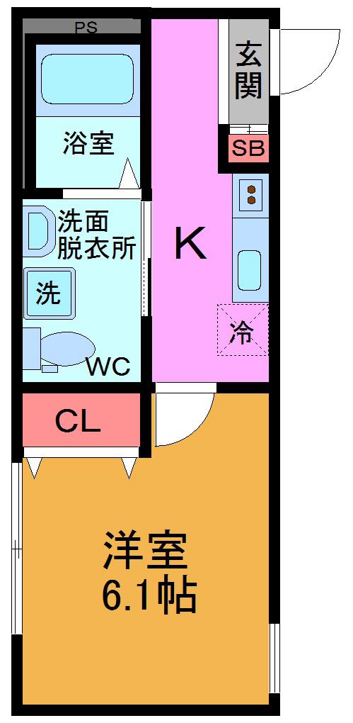 フルエスト市川(1K/1階)の間取り写真