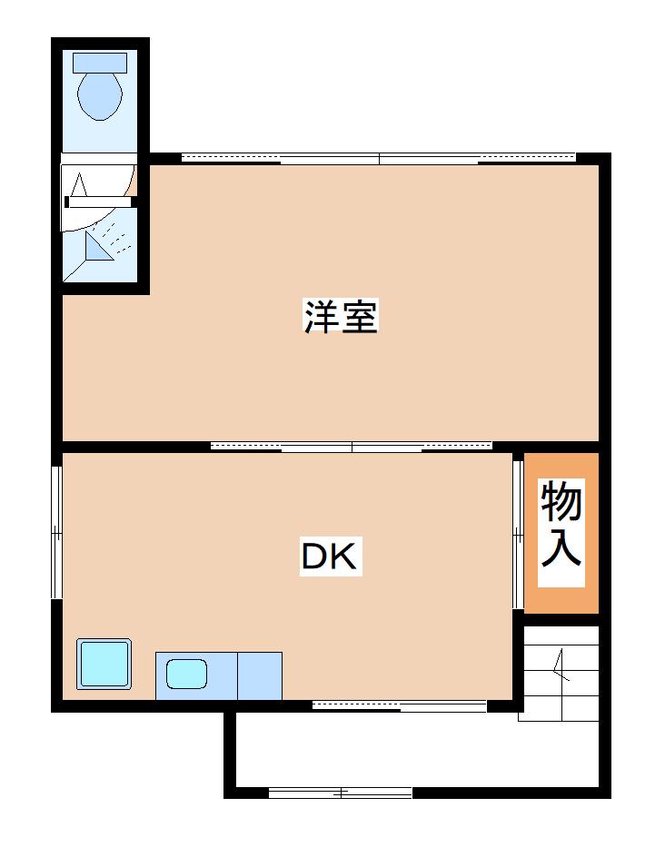 禅昌寺アパート(1DK/2階)の間取り写真