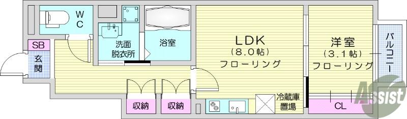 NEW ERA 西の平(1LDK/1階)の間取り写真