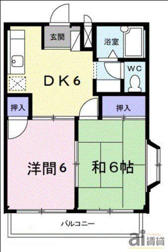 セジュール(2DK/2階)の間取り写真