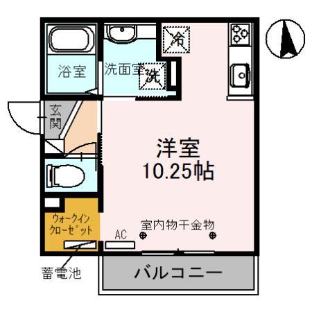 北陸鉄道石川線 馬替駅 徒歩10分 2階建 築5年(ワンルーム/2階)の間取り写真