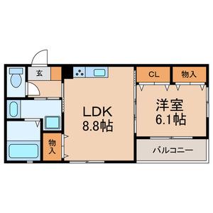 プラムハイツ(1LDK/1階)の間取り写真