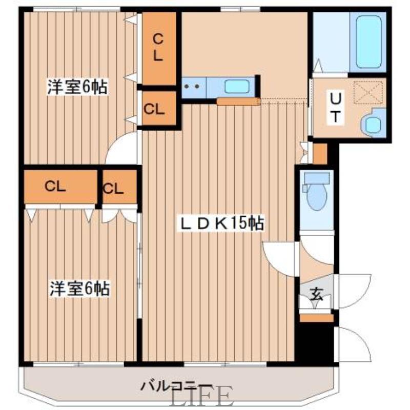 カサグランデ平和(2LDK/4階)の間取り写真