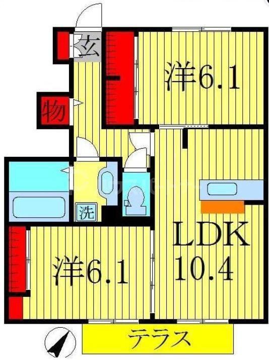 グレイスII(2LDK/1階)の間取り写真