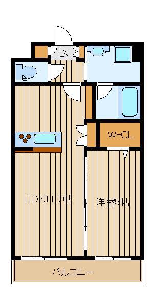 グランディール(1LDK/1階)の間取り写真