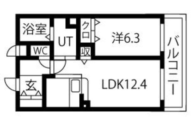 シャルマンテール(1LDK/2階)の間取り写真