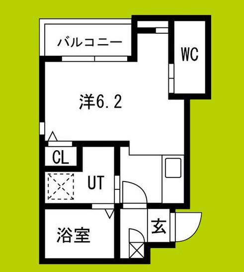 あんしんVERM五ケ山22-2001(ワンルーム/2階)の間取り写真