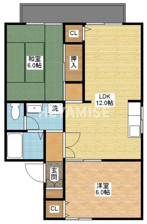 セジュールおがたC(2LDK/2階)の間取り写真