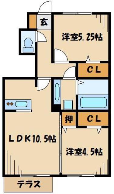 メープルハウス(2LDK/1階)の間取り写真