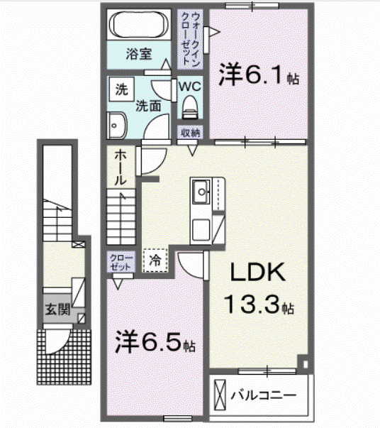ヒラソール(2LDK/2階)の間取り写真