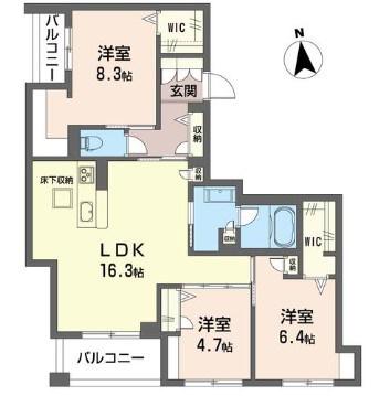 クオレール(3LDK/2階)の間取り写真