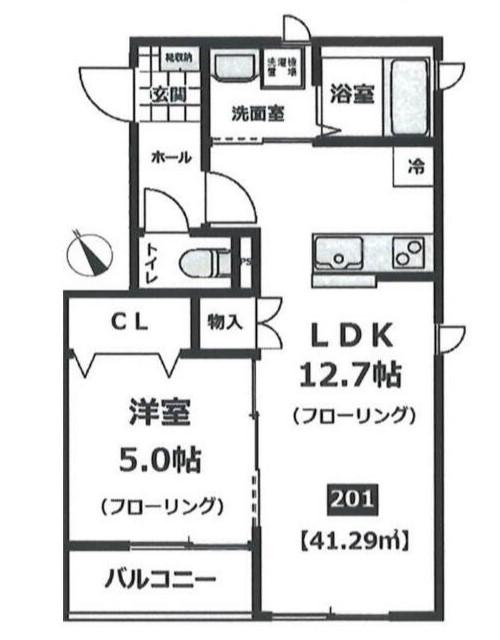 シャルム(1LDK/2階)の間取り写真