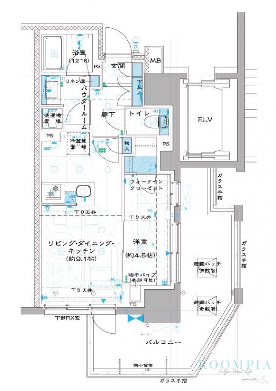 オーパスレジデンス中板橋(1LDK/13階)の間取り写真