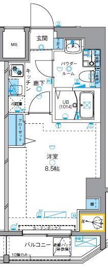GENOVIA亀戸IIISKY GARDEN(1K/9階)の間取り写真