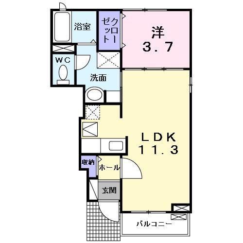 カーサ カルム(1LDK/1階)の間取り写真